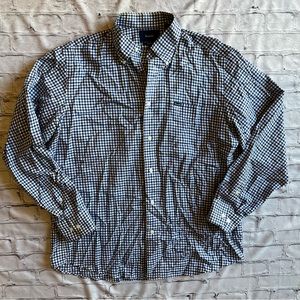 Faconnable Clasique Style Large Blue Plaid Mens Button Down Shirt